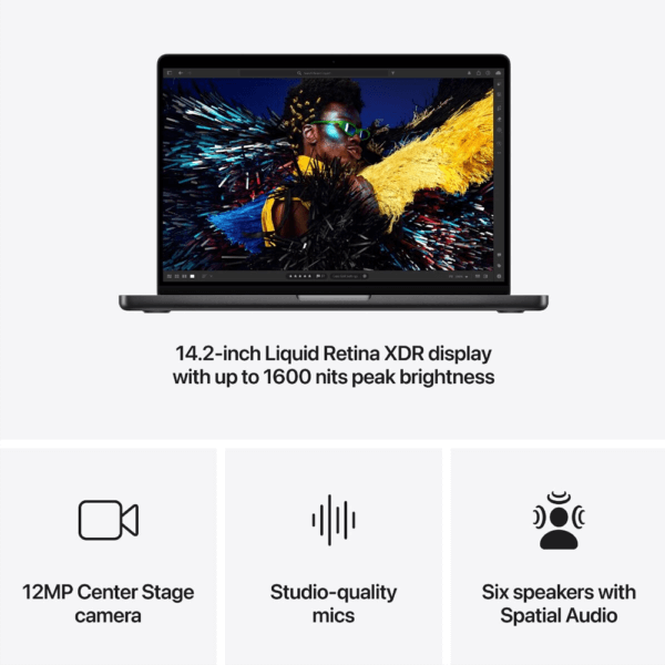 Apple MacBook Pro 14" Liquid Retina XDR M4 Chip 10-Core CPU and 10-Core GPU 512GB SSD 16GB RAM Space Black - Image 3