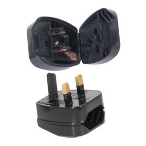 EU 2pin Socket to UK 3pin Plug Adapter - Black