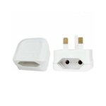 EU 2pin Socket to UK 3pin Plug Adapter - White