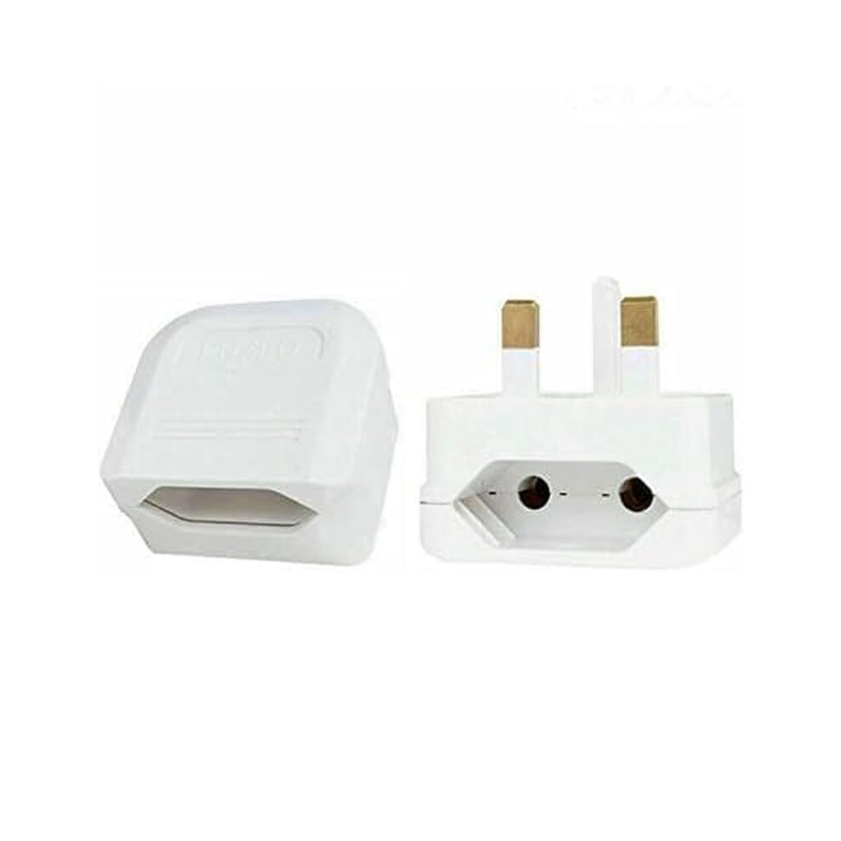 EU 2pin Socket to UK 3pin Plug Adapter - White