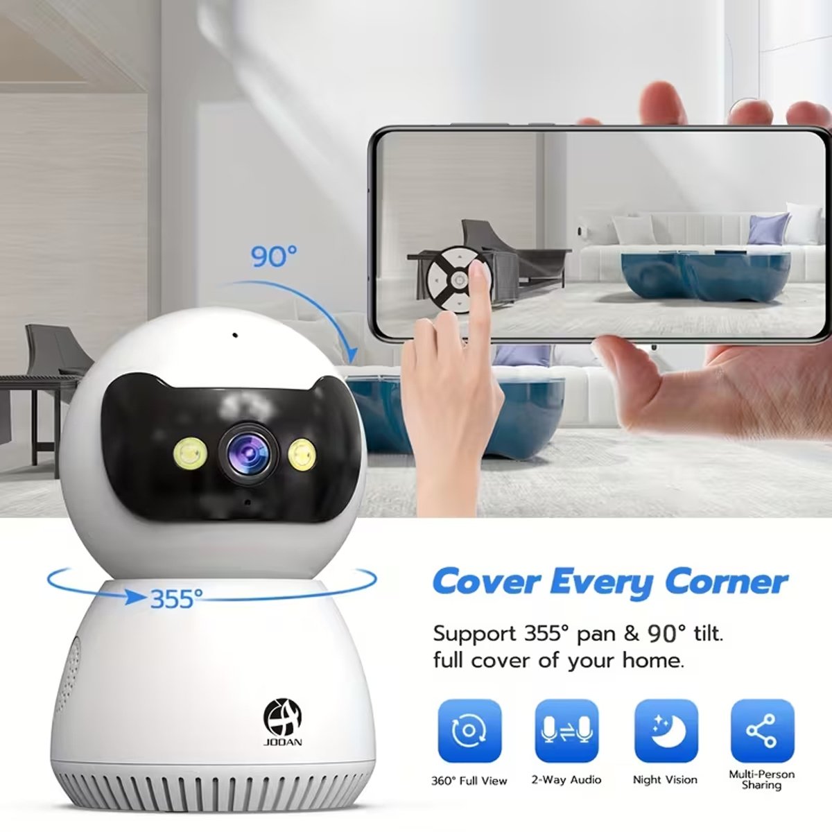 1080P Full HD Surveillance Camera with Full-Color Night Vision, Two-Way Audio, Motion Detection, and Tracking Recording