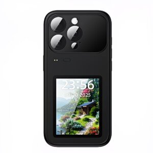iPhone 17 Pro Max Smart Display Phone Case, 3.5-Inch Color Screen - Black