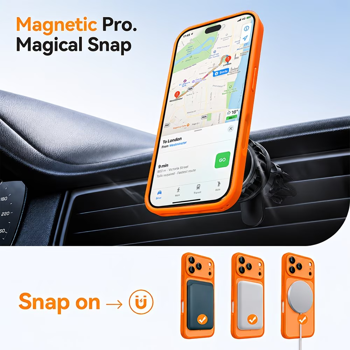 iPhone 17 Pro Max Luxury Matte Anti-Fingerprint Magnetic Wireless Charging Case - Blue - Image 3